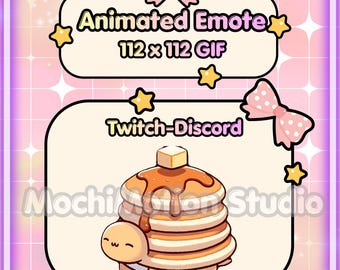 Animated Emote Pancake Turtle -Twitch-Discord-Transparent GIF-Ready to use-Streaming-Cute-Kawaii-HQ-Heart-Love-Digital Art.