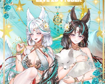 Modelo de Vtuber prefabricado en vivo 2D/completamente manipulado, transmisión de Twitch, princesa, gato exótico, zorro, expresiones, gestos, Vtube Studio, uso comercial.