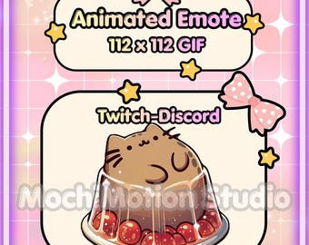 Animated Emote Chibi Jelly Cat -Twitch-Discord-Transparent GIF-Ready to use-Streaming-Cute-Kawaii-HQ-Heart-Love-Digital Art.