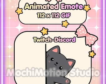 Animated Emote Hello Black Cat -Twitch-Discord-Transparent GIF-Ready to use-Streaming-Cute-Kawaii-HQ-Heart-Love-Digital Art.