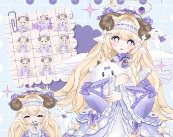 Modelo Vtuber Live2D, Chica Astronauta Morada, Rigged, Expresiones (Descarga de cuerpo completo)