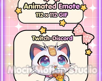 Animated Emote Meowth -Twitch-Discord-Transparent GIF-Ready to use-Streaming-Cute-Kawaii-Pokemon-HQ-Video Games-Digital Art.