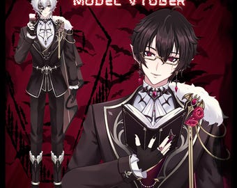 Live 2D Premade Male Vampire Vtuber-Live 2D Model-Ready to use -Boy-Digital-Streamer-2D Asset-Cute-Avatar-Man-Fully Rigged