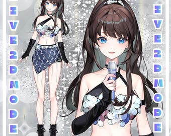 Modelo de Vtuber prefabricado en vivo 2D/completamente manipulado, transmisión de Twitch, transmisor, estrella del pop, HQ, emoticonos, chica, expresiones, emoticonos, Vtube Studio, uso comercial.