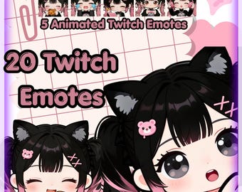 Chibi Emotes- Streamer-Animated Emotes-Twitch-HQ-Emote-Ready to use-Cute-Anime-Kawaii
