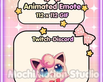 Animated Emote Chibi Jigglypuff Pokemon -Twitch-Discord-Transparent GIF-Ready to use-Streaming-Cute-Kawaii-HQ-Heart-Love-Digital Art.