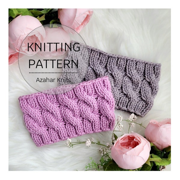 KNITTING PATTERN: Azahar Headband/Beginner cable knitting headband pattern/Instructions for adult and child sizes