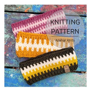 KNITTING PATTERN: Alameda Headband/Beginner knitting colorwork headband pattern/Instructions for adult and child sizes
