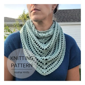 KNITTING PATTERN: Espiga Shawl/Beginner lace knit shawl pattern/Knitting pattern/Instructions for 2 size options