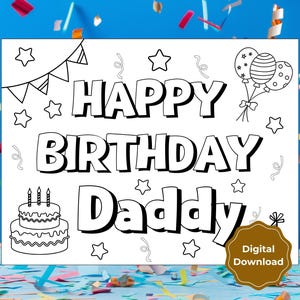 Alles Gute zum Geburtstag Papa Malseite | Alles Gute zum Geburtstag Papa Aktivitätsseite | Geburtstagskarte für Papa | DIY Geburtstagsgeschenk für Papa