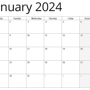 2024 Printable Calendar | 2024 Printable Monthly Planner | 2024 Minimalist Calendar | Sunday and Monday Start| Instant Download |Digital PDF
