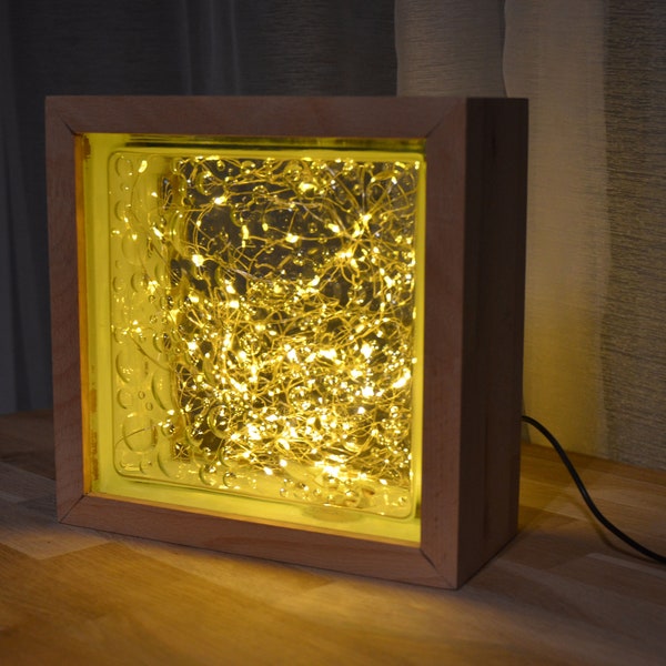 Lampe d'ambiance en bois fait main I Lampe d'appoint guirlande pour le salon