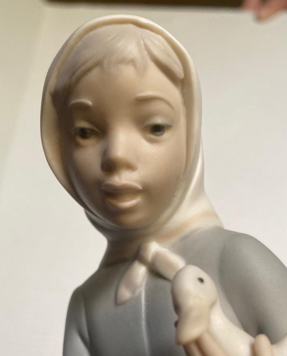 Rare Vintage Lladro Shepherdess With Ducks Handmade in Spain