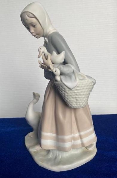 Rare Vintage Lladro Shepherdess With Ducks Handmade in Spain