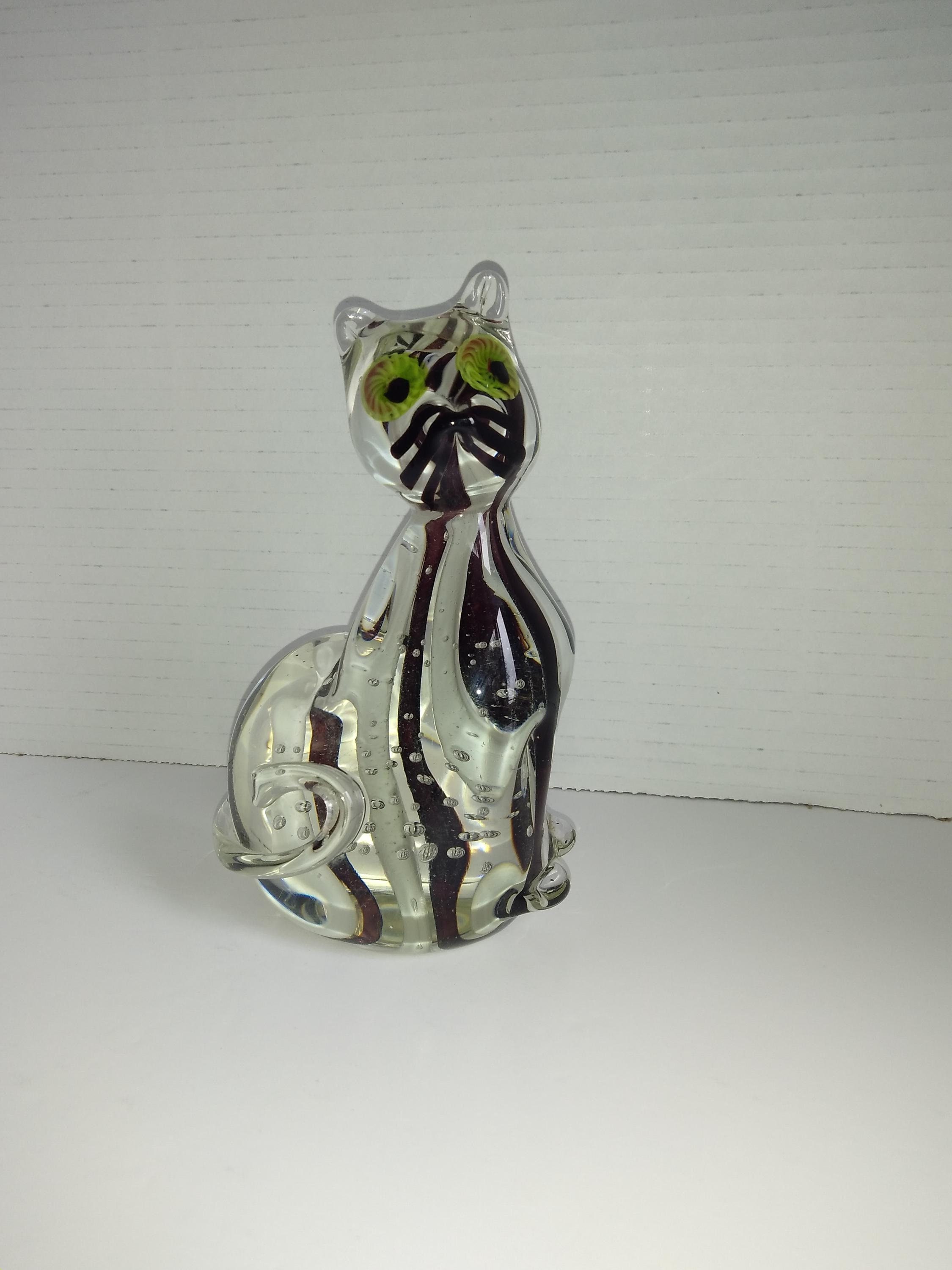 MURANO ムラーノ ガラス ペーパーウェイト 猫 サイン入り イタリア製 MURANO ムラーノ ガラス ペーパーウェイト 猫 サイン入り