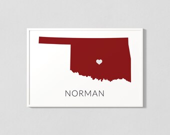 Norman Oklahoma Map Print