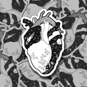Starry Space Heart Sticker | Cute Aesthetic Laptop Bottle Vinyl Sticker