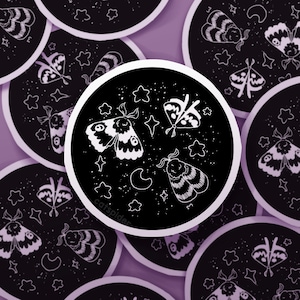 Nachtster motten sticker | Maan leuke glanzende laptop fles vinyl sticker