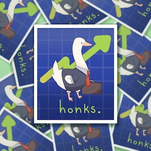 Business Goose Stonks Meme Sticker | Honks Funny Cute Glossy Vinyl Sticker