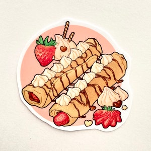 Adesivo per dessert con crêpes dolci / Adesivo in vinile per bottiglia lucida per laptop