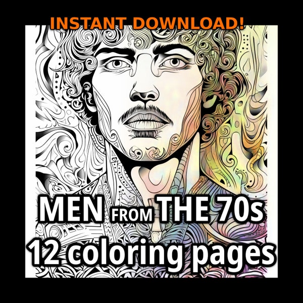 Men from the 1970s Printable PDF Coloring Book