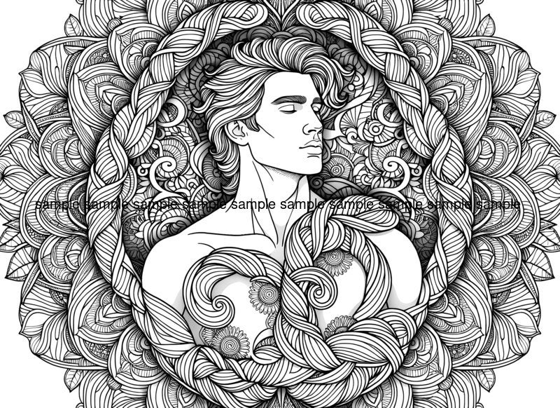 Mandala Coloring Book Handsome Men. 10 Pages Printable PDF - Etsy