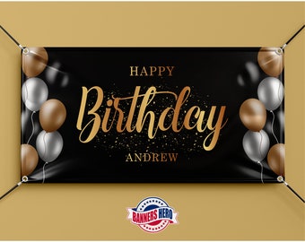 Happy Birthday Banner, Multi-time use Birthday Banner, Full Color Vinyl Banner, Custom Size Vinyl Banner, Free Grommets, Free Shipping