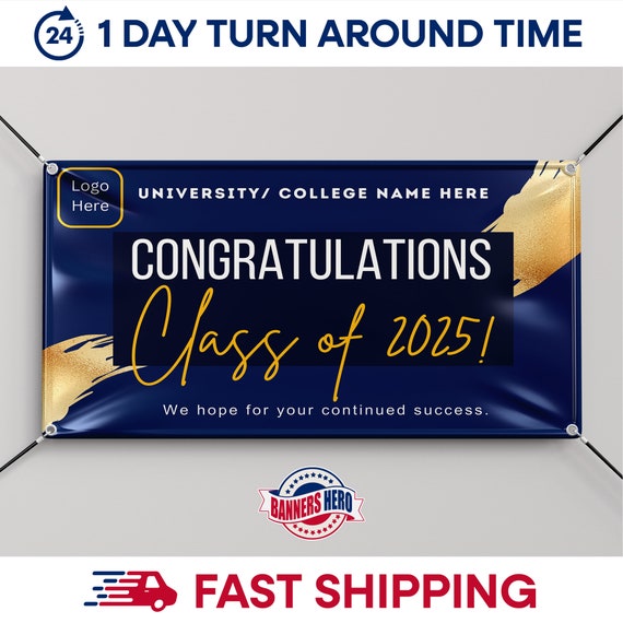 Graduation Banners College Banners Congratulations Banners Custom Vinyl Banner Printing Full Color Free Grommets Free Shipping Etsy