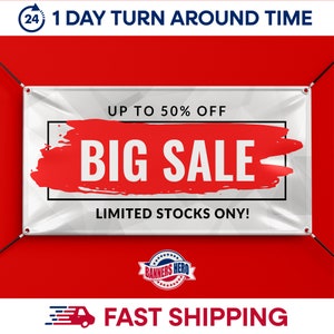 Best Seller Sale Banner, Sale Banner, Full Color Vinyl Banner, Custom Size Vinyl Banner, Free Grommets, Free Shipping