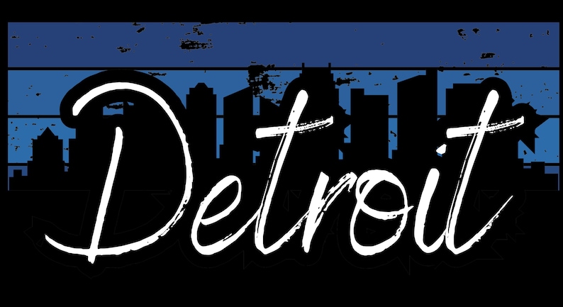 Detroit Cursive Bold Detroit Skyline PNG, Vibrant Colors (bundle of 5 Files) - Etsy