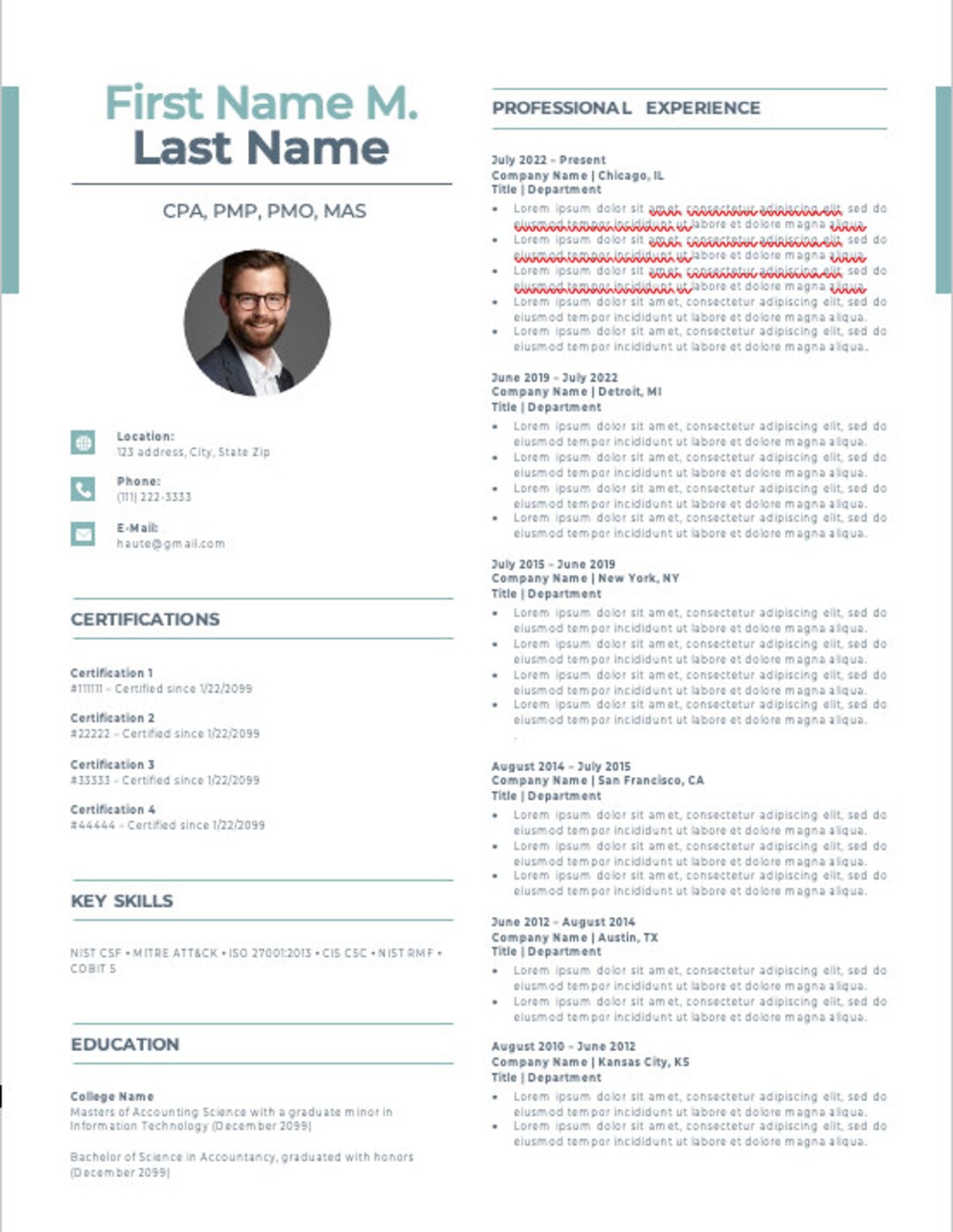 Modern Clean Professional / CV Template - MS Word Compatible - 3 Pack ...