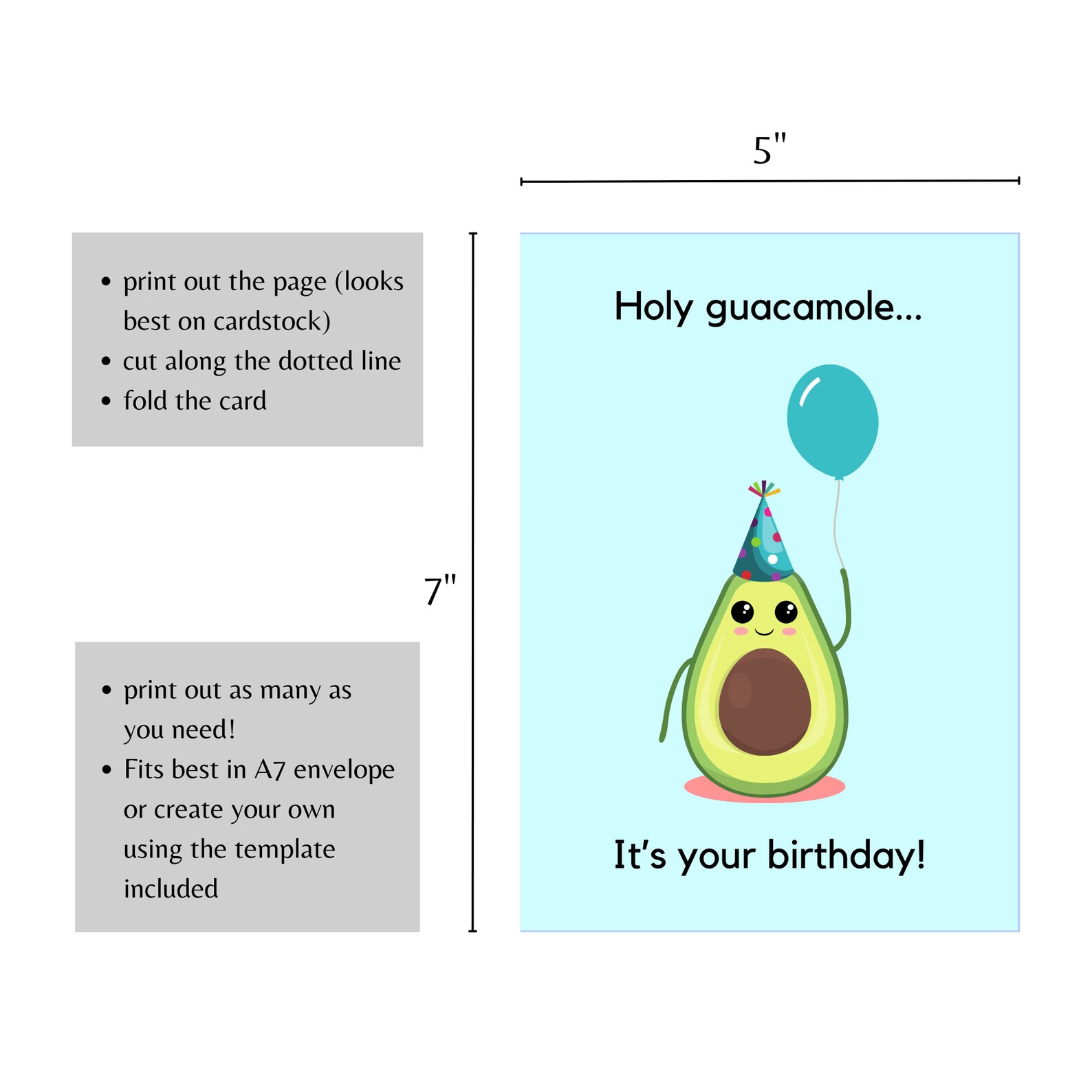 Printable Birthday Card Printable Happy Birthday Avocado - Etsy