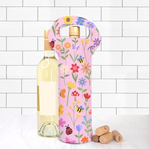 Floral Insulated Koozie Wine Tote Bag