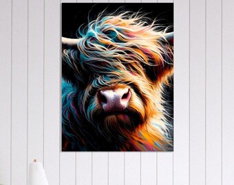 Póster clásico en papel semibrillante de la vaca Big Angus de las Tierras Altas de Escocia.
