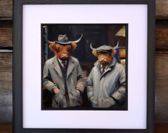 Op game geïnspireerde print Highland Cow: Schotse muurkunst