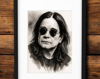 Ozzy Osbourne inspired Framed Print: Vintage Style Music Room Decor in A3 frame