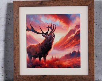 Stag framed print, Scottish wall art - Guardian of the Glen - Scottish Highlands