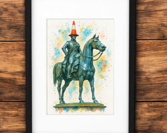 Grafika w ramce z Glasgow: Pomnik księcia Wellingtona – Sztuka szkocka