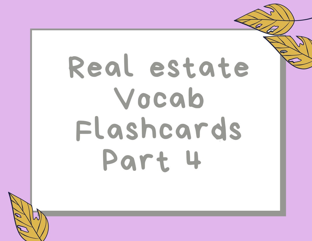 Real Estate Vocabulary Flashcards Part 4 1-300 Cards - Etsy