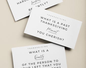 Thanksgiving-Fragekarten für sinnvolle Konversations-Eisbrecher-Fragen, Gesprächsstarter, Thanksgiving und Friendsgiving-Spiel