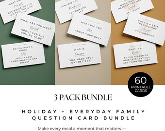 3 Pack Holiday + Everyday Family Question Card Bundle | Thanksgiving Conversation | Christmas Conversation | Family Dinner Question Cards
