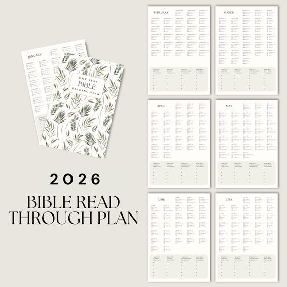 2026 One Year Bible Reading Plan | Printable Bible Read Through | Digital Download