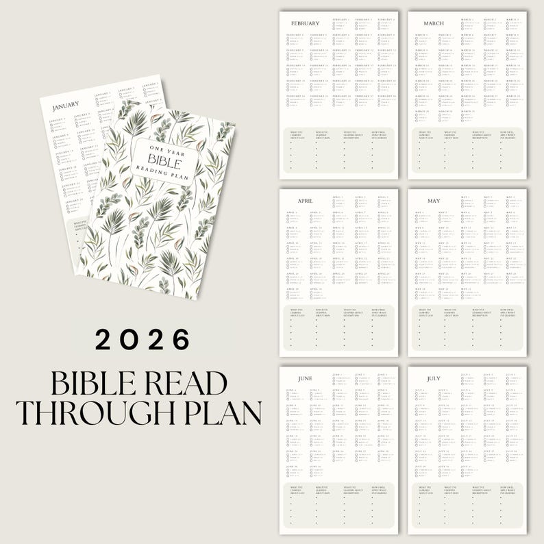 2026 One Year Bible Reading Plan | Printable Bible Read Through | Digital Download image 1