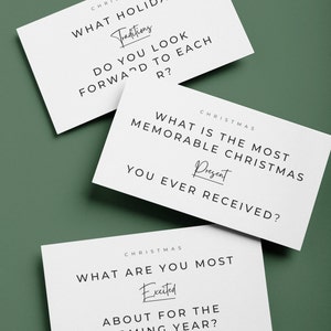 Tarjetas de conversación navideñas para conversaciones significativas Juego de fiesta navideña Iniciadores de conversación Preguntas para romper el hielo Juego de fiesta navideña