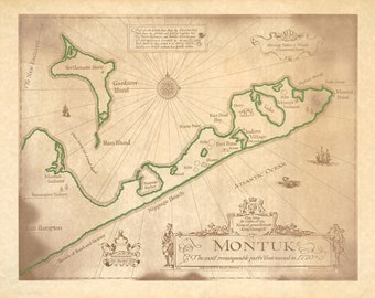 The classic Montauk "Montuk" map by Kenneth B. Walsh circa early 1960s