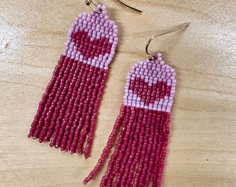 Hearts & Lovers | handmade beaded earrings | fringe earrings