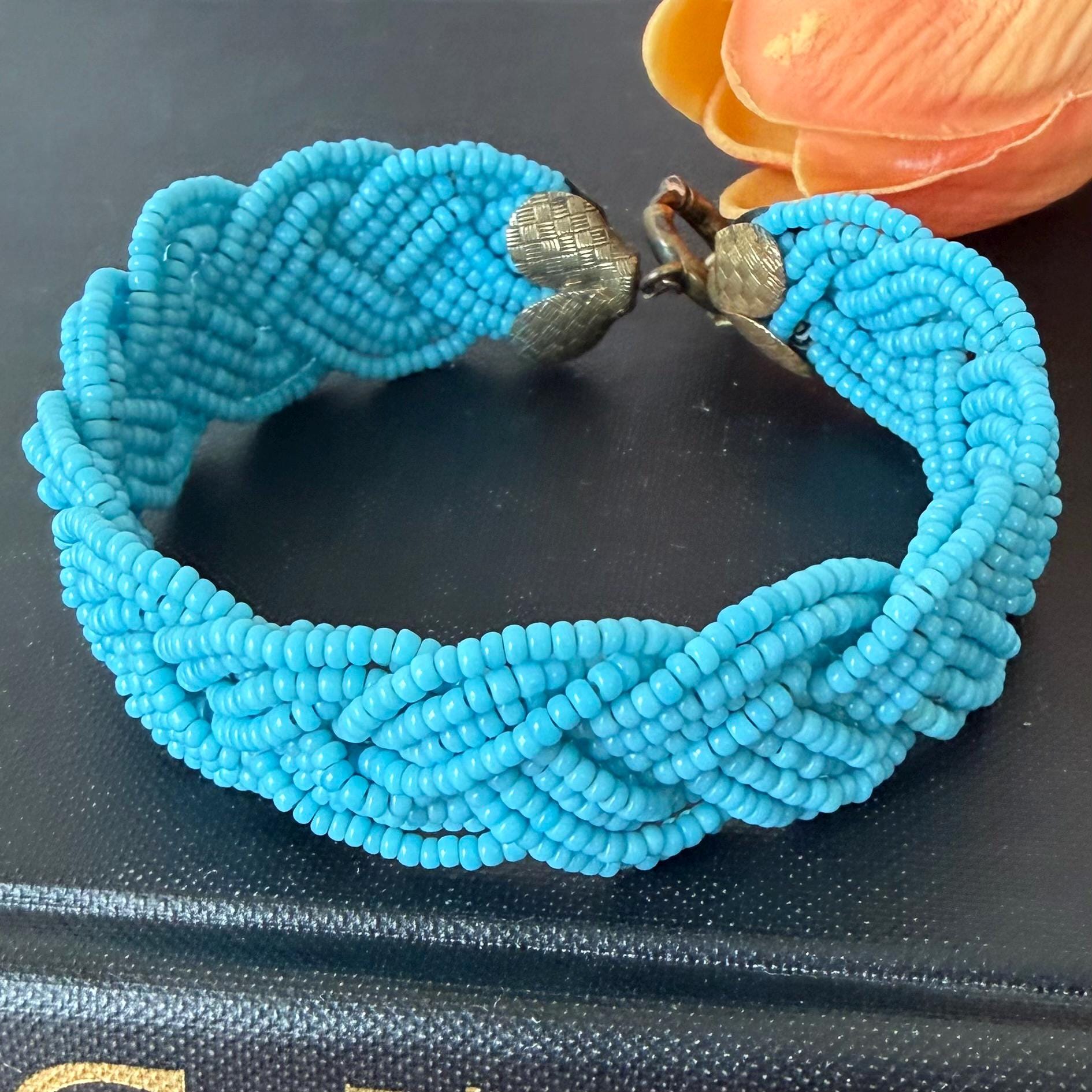 Bracelet Jonc Vintage Années 1950 En émaux De Limoges Bleu - Parfait état - Fermoir Présent