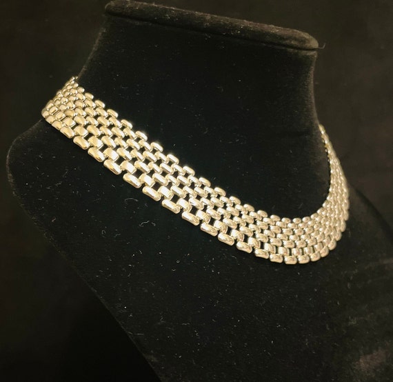 Vintage Napier Silver Panther Chain Choker Neckla… - image 3