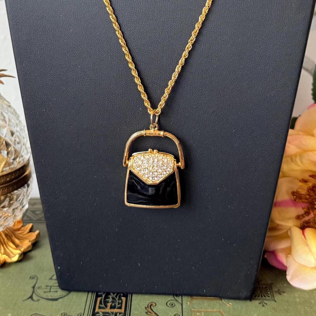Collana Corta In Pelle Nera Con Fiocco Di Cristalli E Catena Vintage - Gioiello Donna Boho/Chic