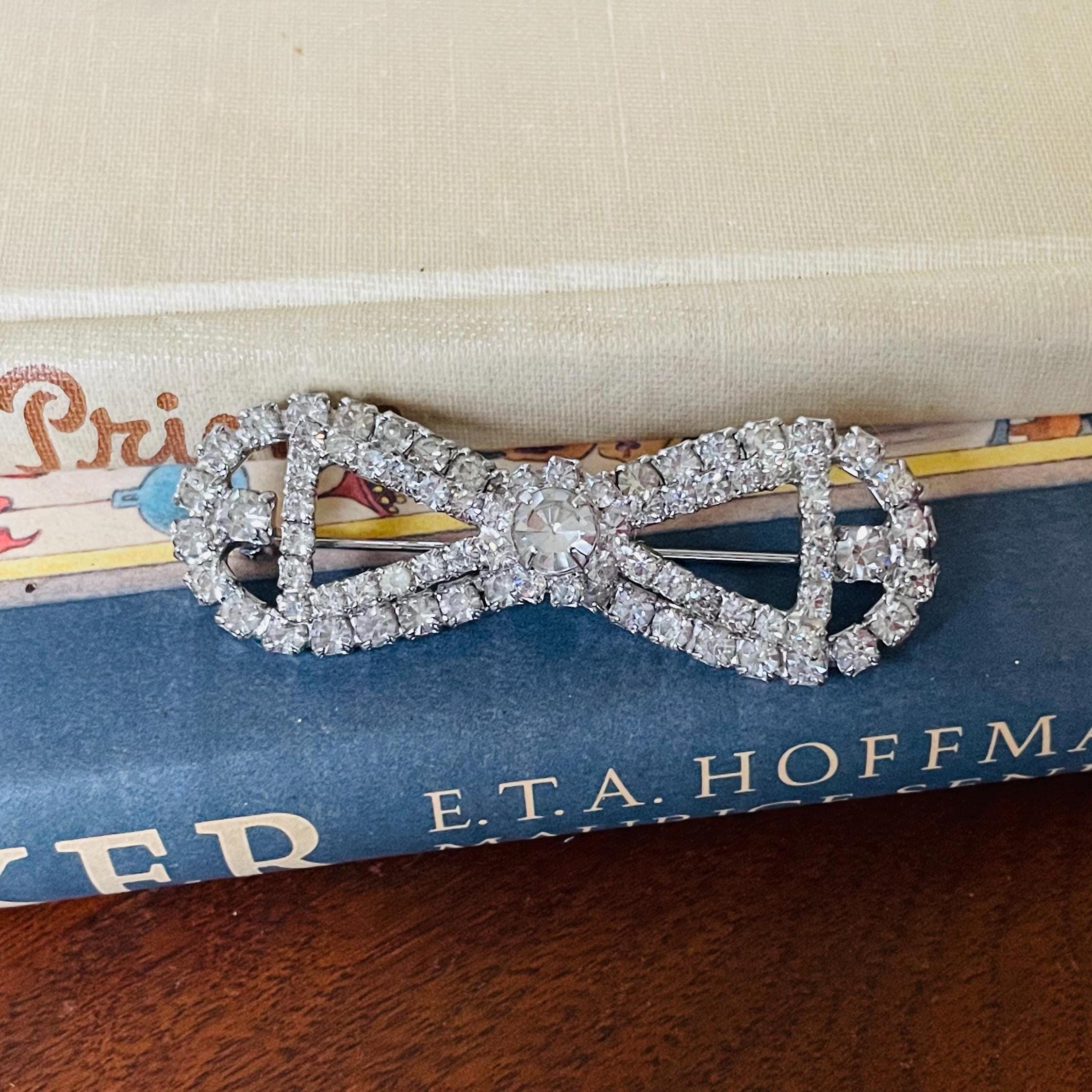 1950s’　ribbon motif rhinestone　brooch Vintage Crystal Bow Brooch | 1950s Rhinestone Statement Pin